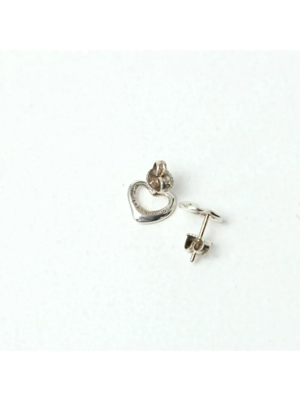 Tiffany & Co Vintage Open Heart Stud Earrings Elsa Peretti 925 Sterling Silver